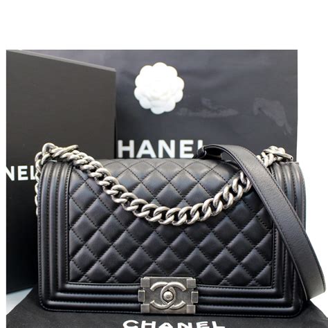 chanel medium boy chained flap bag|chanel small boy bag black.